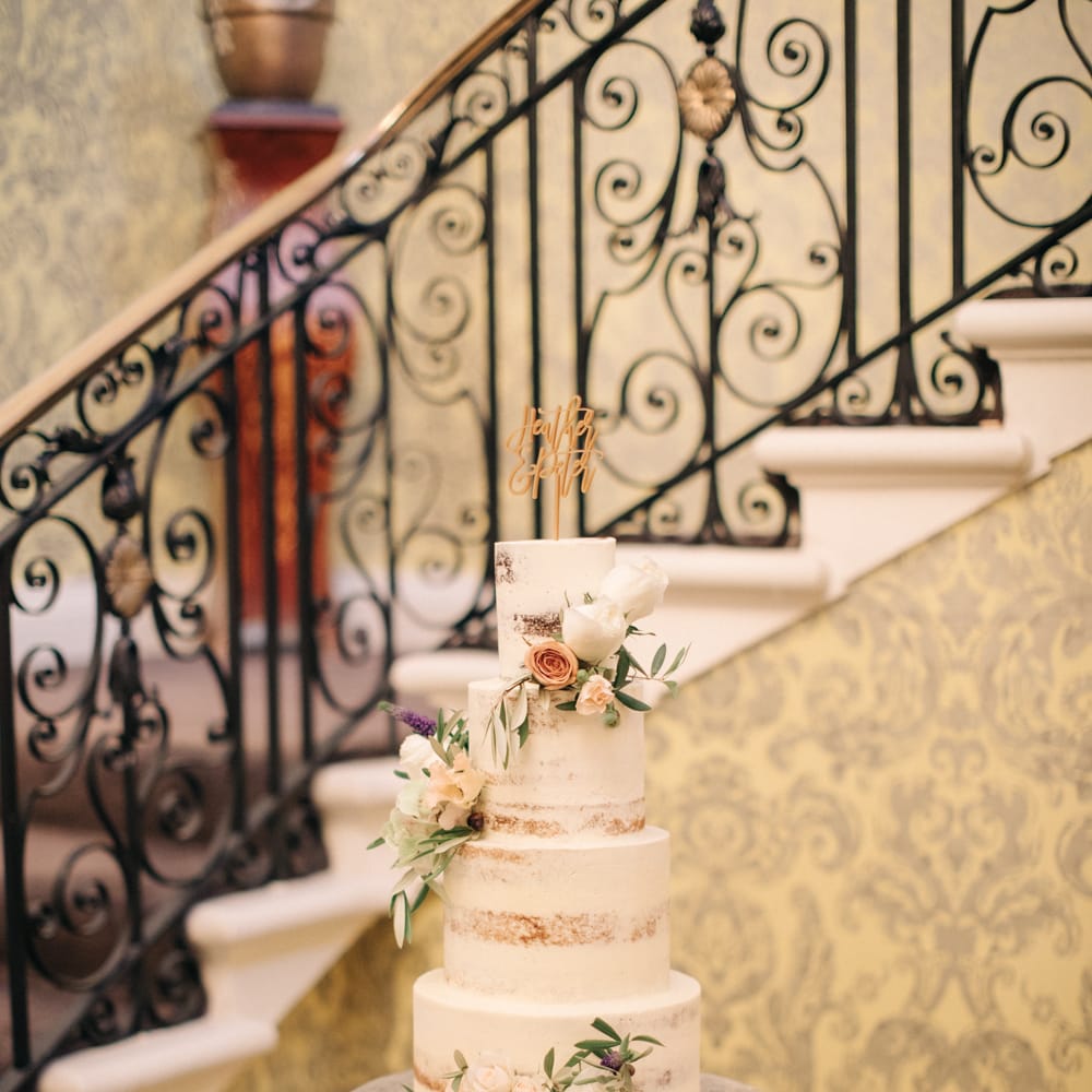 Semi Naked Wedding Cake by Dotty Rose | Elegant, Pastel Wedding at Hedsor House, Buckinghamshire | M & J Photography | Shoot It Yourself Films