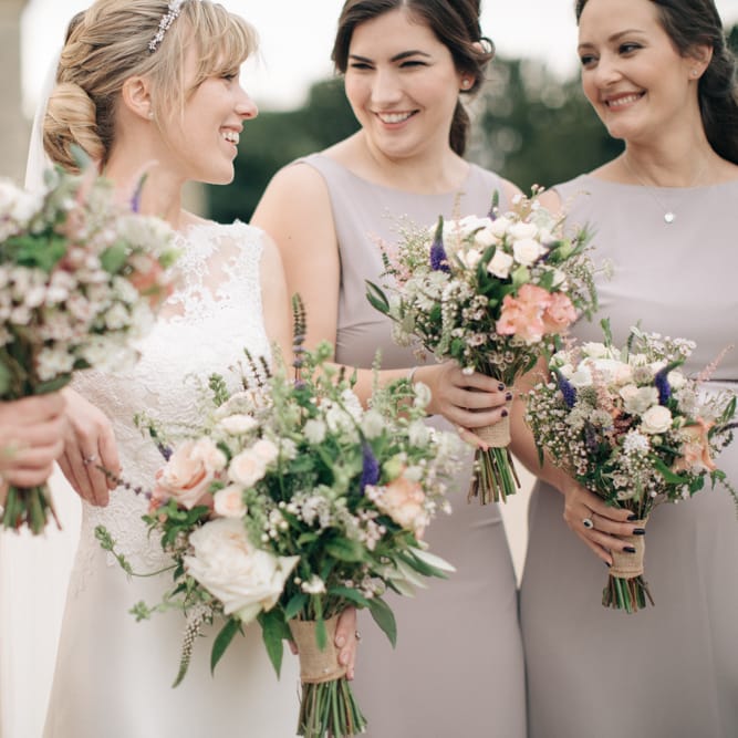 Bridesmaids in Lavender ASOS Dresses | Bride in Pronovias Gown | Elegant, Pastel Wedding at Hedsor House, Buckinghamshire | M & J Photography | Shoot It Yourself Films