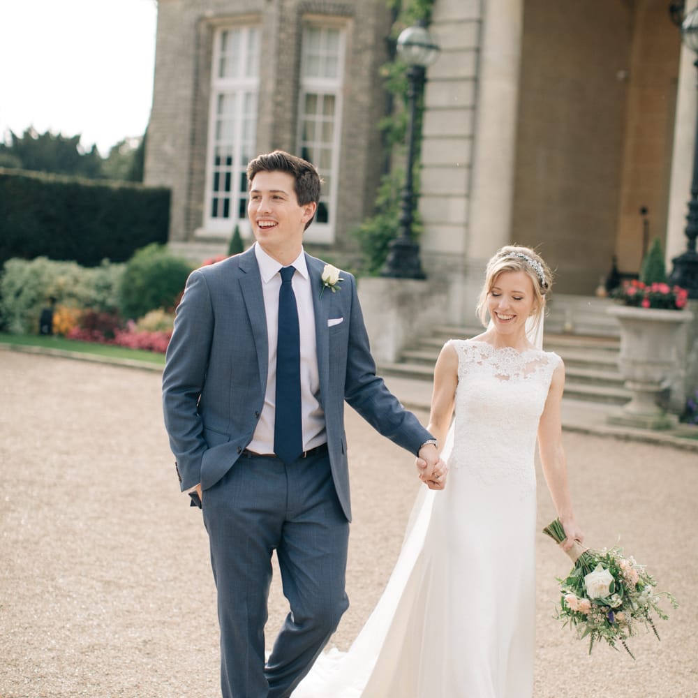 Bride in Pronovias Gown | Groom in Navy J.Crew Suit | Elegant, Pastel Wedding at Hedsor House, Buckinghamshire | M & J Photography | Shoot It Yourself Films