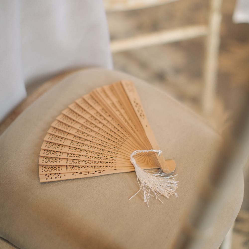 Fan Wedding Favour | Elegant, Pastel Wedding at Hedsor House, Buckinghamshire | M & J Photography | Shoot It Yourself Films