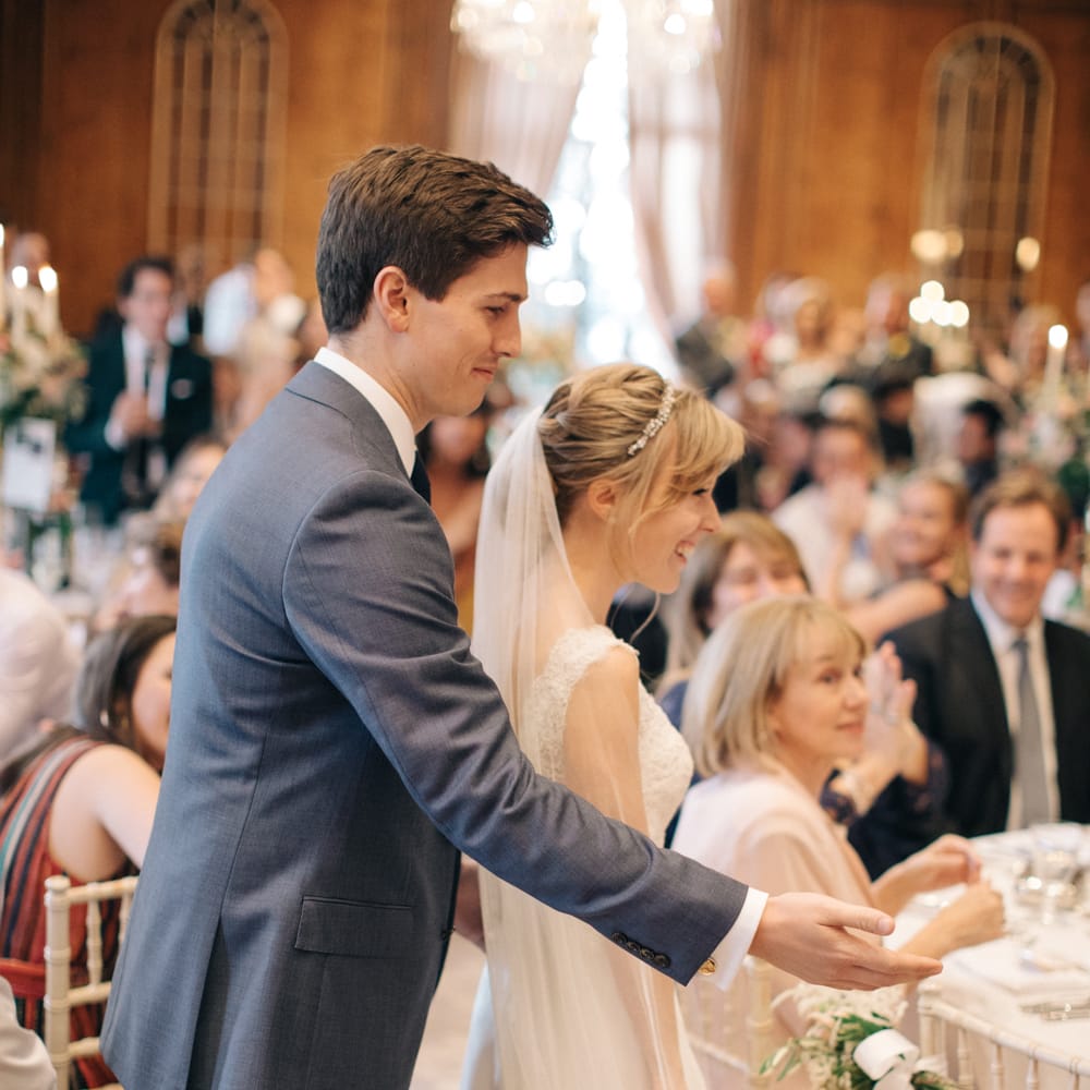 Cutting The Cake | Bride in Pronovias Gown | Groom in Navy J.Crew Suit | Elegant, Pastel Wedding at Hedsor House, Buckinghamshire | M & J Photography | Shoot It Yourself Films