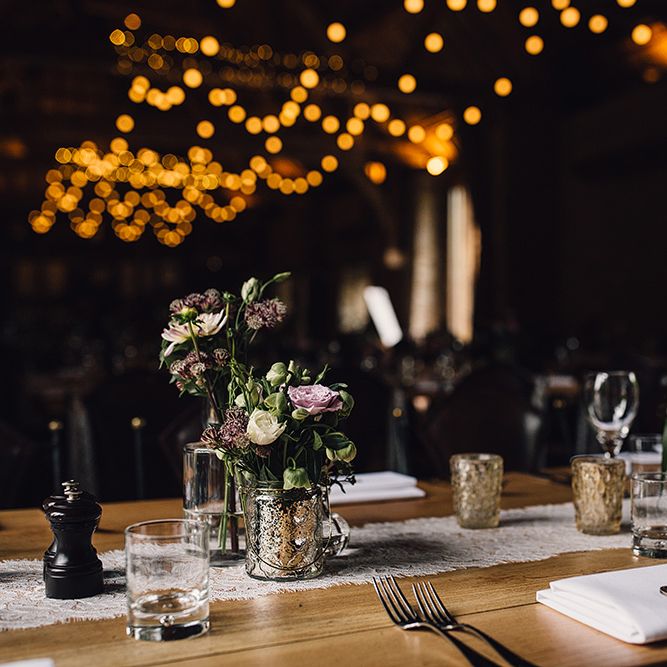Mercury Glass Votives & Flower Stems Wedding Decor Centrepieces