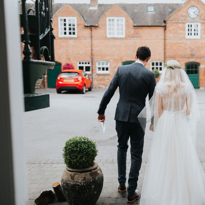 Wedding Ceremony | Bride in Watters by Wtoo Gown | Groom in Navy Reiss Suit | Classic Wedding at Yeldersley Hall in Derbyshire | Luis Calow Photography