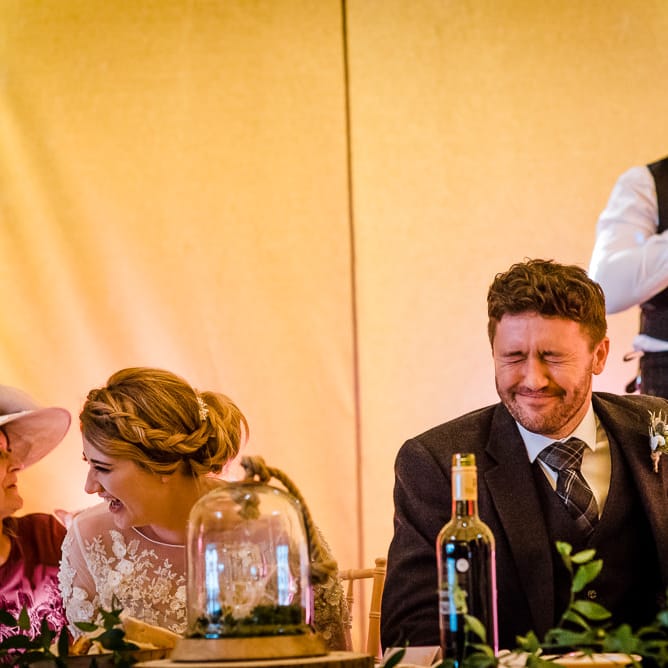 Rainy Tipi Wedding At The Coach House at Kinross House Scotland With Bride In Embellished Bespoke Dress And Images From Photos By Zoe