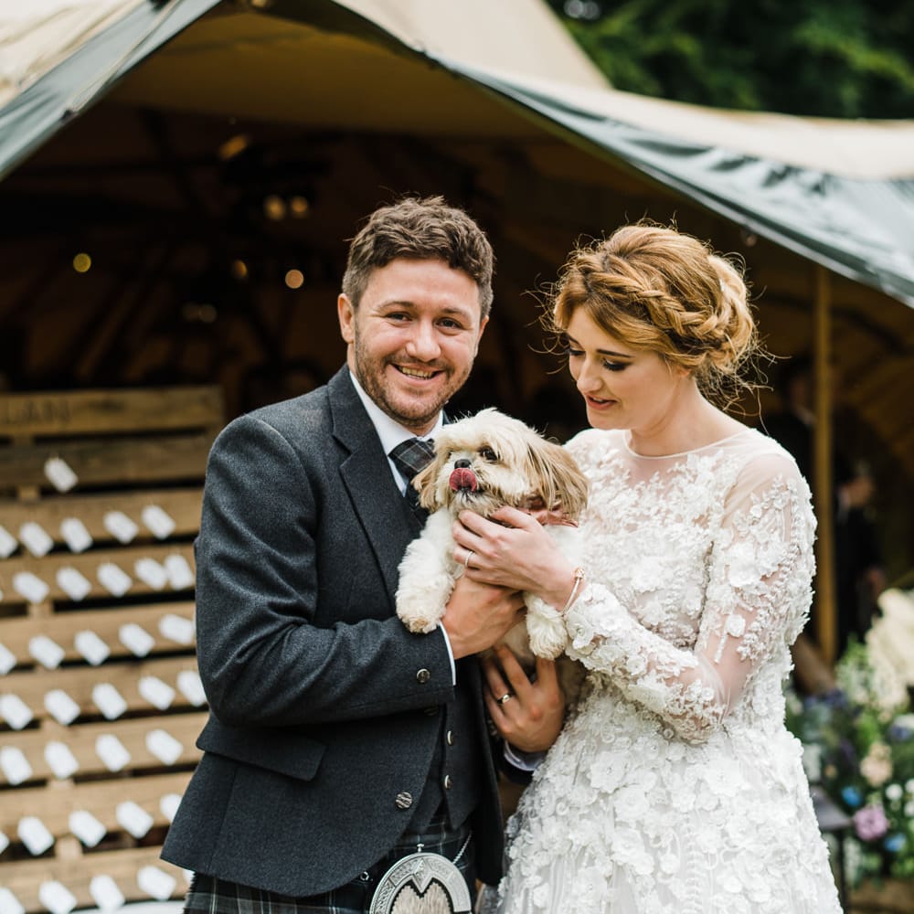 Rainy Tipi Wedding At The Coach House at Kinross House Scotland With Bride In Embellished Bespoke Dress And Images From Photos By Zoe
