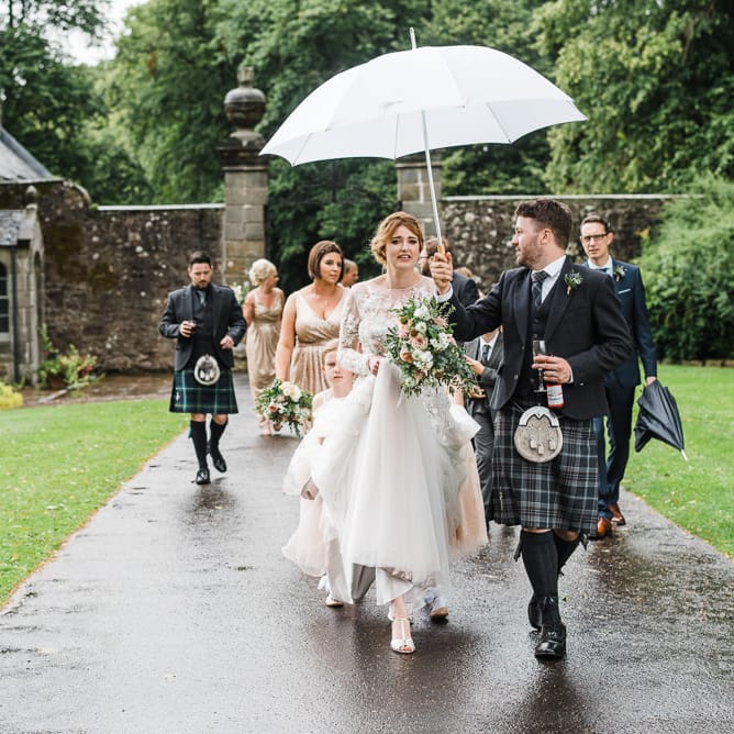 Rainy Tipi Wedding At The Coach House at Kinross House Scotland With Bride In Embellished Bespoke Dress And Images From Photos By Zoe