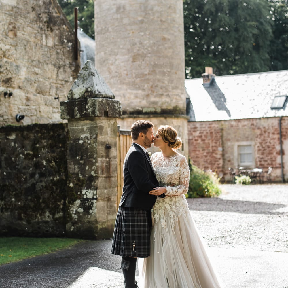 Rainy Tipi Wedding At The Coach House at Kinross House Scotland With Bride In Embellished Bespoke Dress And Images From Photos By Zoe