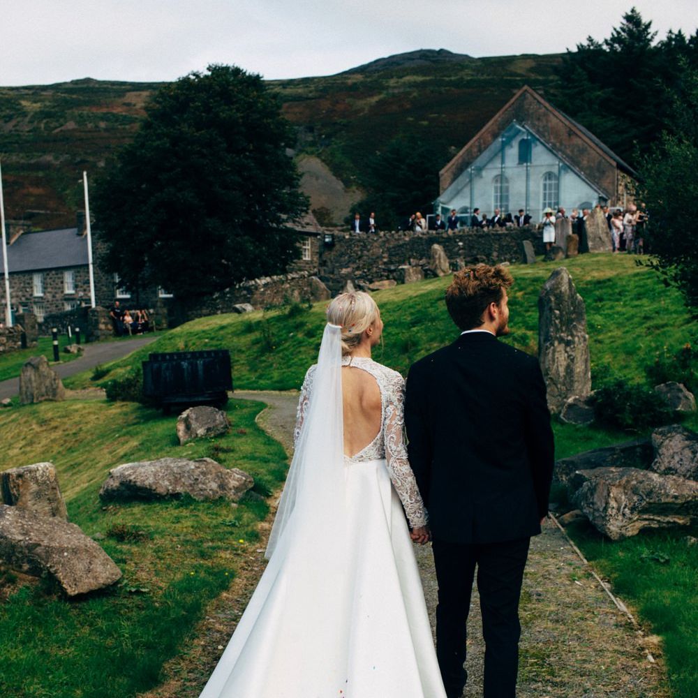 Long train on Emma Beaumont Wedding Dress
