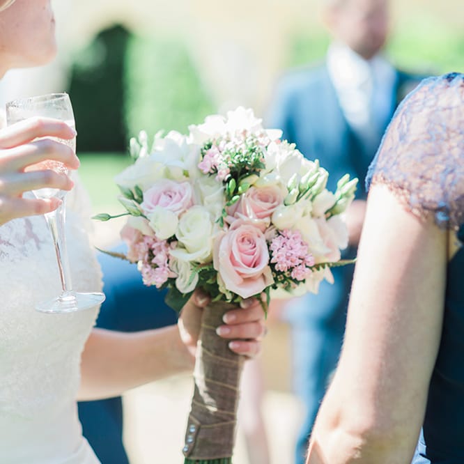 Structured Bridal Bouquet With Pink Roses