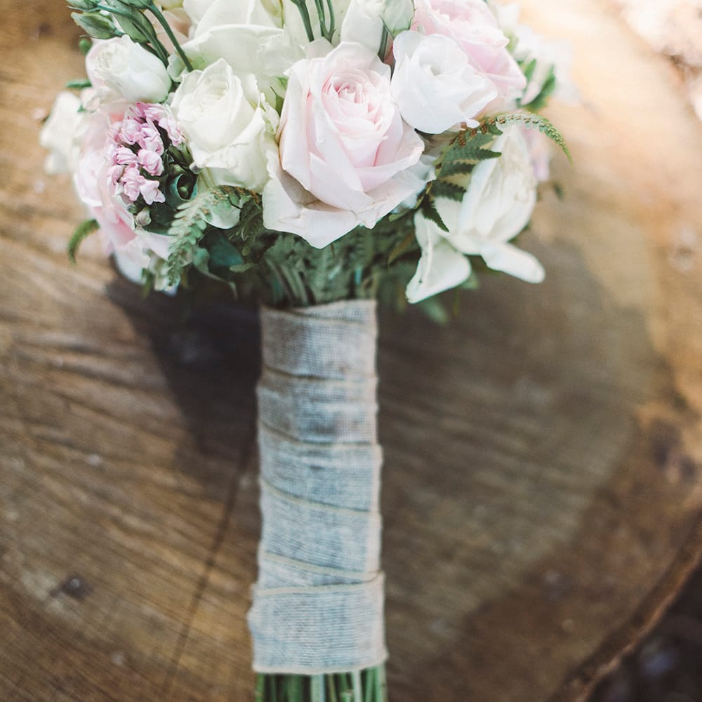 Structured Bridal Bouquet With Pink Roses