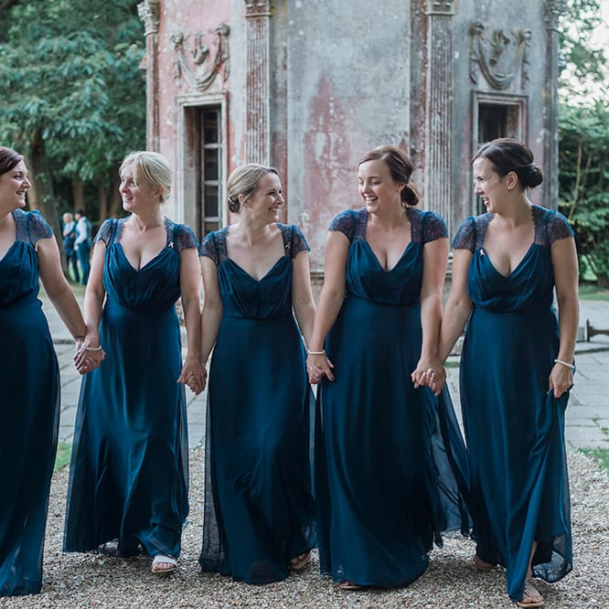 Bridesmaids In Navy ASOS Dresses