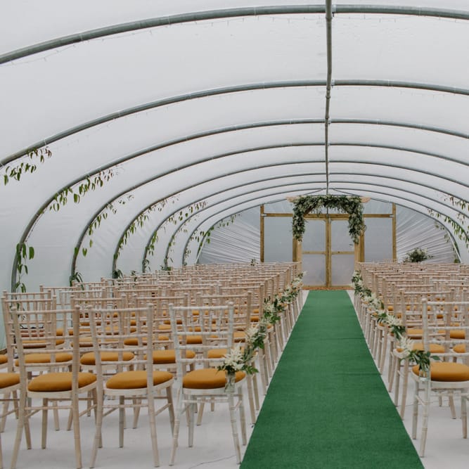 Foliage Filled Wedding At Colstoun East Lothian With Polytunnel Ceremony And Bridesmaids In Dusky Pink & Images From Caro Weiss Photography