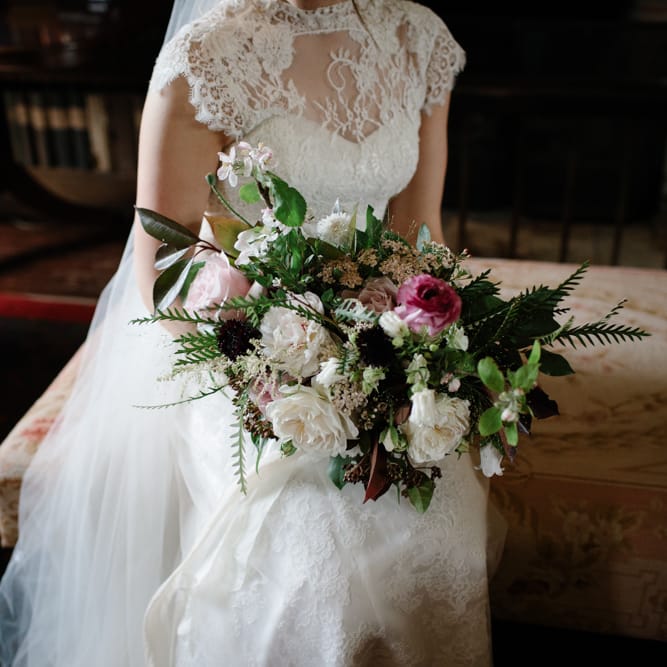 Foliage Filled Wedding At Colstoun East Lothian With Polytunnel Ceremony And Bridesmaids In Dusky Pink & Images From Caro Weiss Photography