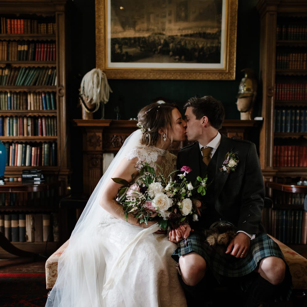 Foliage Filled Wedding At Colstoun East Lothian With Polytunnel Ceremony And Bridesmaids In Dusky Pink & Images From Caro Weiss Photography