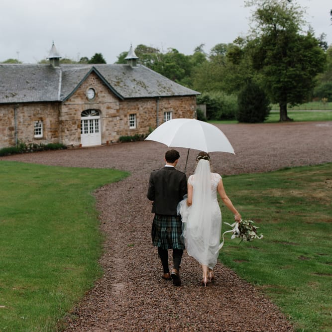 Foliage Filled Wedding At Colstoun East Lothian With Polytunnel Ceremony And Bridesmaids In Dusky Pink & Images From Caro Weiss Photography