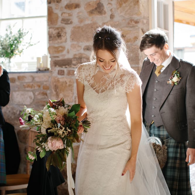 Foliage Filled Wedding At Colstoun East Lothian With Polytunnel Ceremony And Bridesmaids In Dusky Pink & Images From Caro Weiss Photography