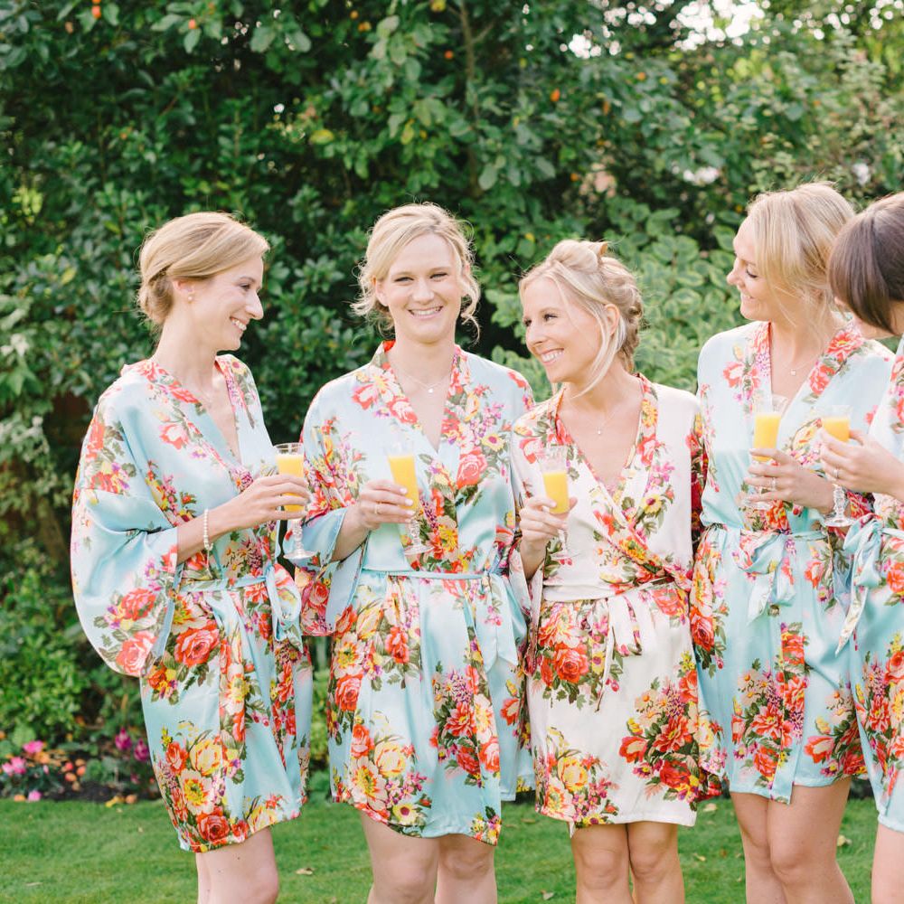 Bridesmaids in Matching Floral Robes