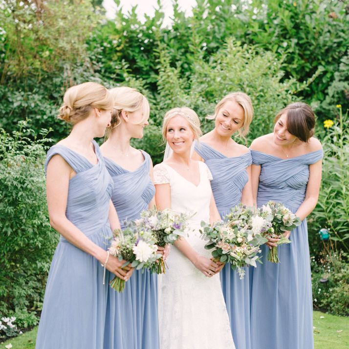 Bridesmaids in Pale Blue Dessy Dresses