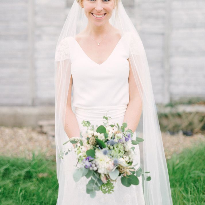 Bride in Charlie Brear Peyton Dress & Augustine Skirt