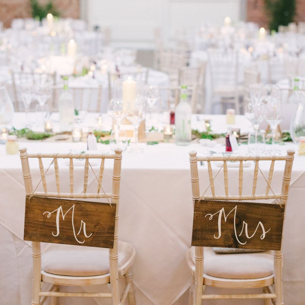 Rustic Mr & Mrs Wooden Chair Back Signs