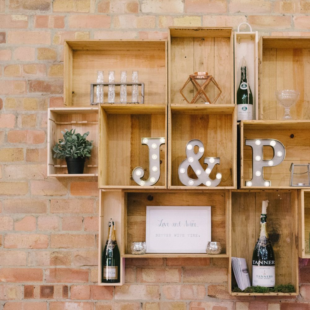 Hanging Wooden Crate Wedding Decor