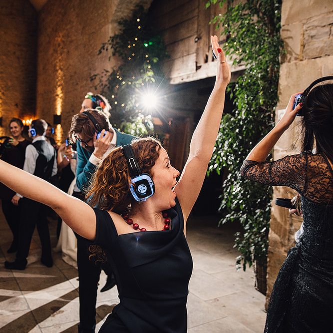 Wedding Reception at Stone Barn With A Silent Disco