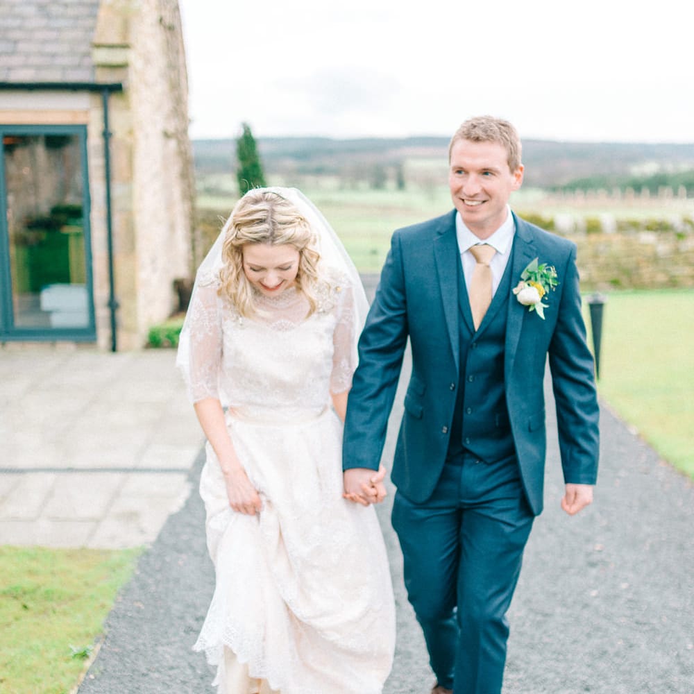Healey Barn Winter Wedding With Bridesmaids In Navy With Bright Florals & Gold Accents With Images By Sarah Jane Ethan Photography
