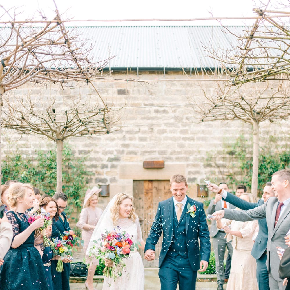 Healey Barn Winter Wedding With Bridesmaids In Navy With Bright Florals & Gold Accents With Images By Sarah Jane Ethan Photography
