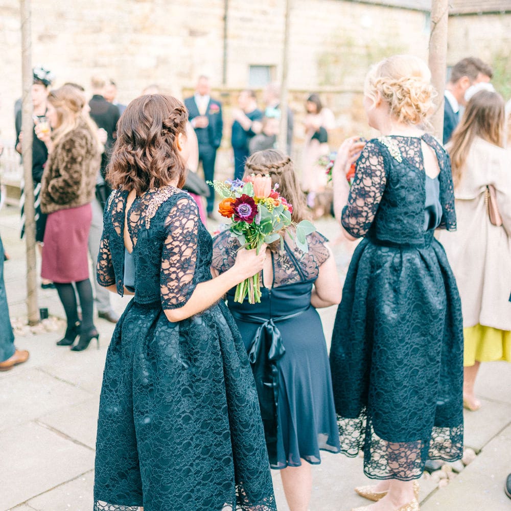 Healey Barn Winter Wedding With Bridesmaids In Navy With Bright Florals & Gold Accents With Images By Sarah Jane Ethan Photography