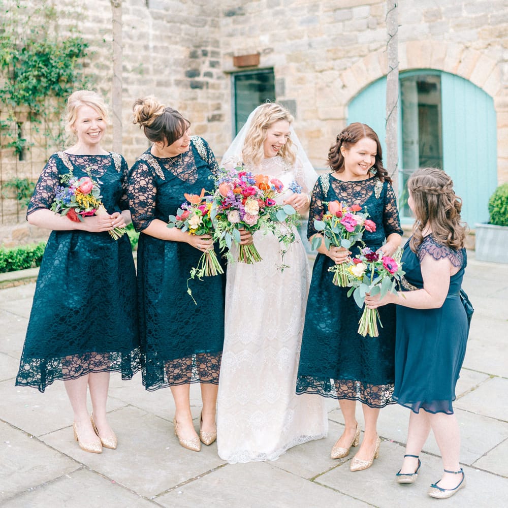 Healey Barn Winter Wedding With Bridesmaids In Navy With Bright Florals & Gold Accents With Images By Sarah Jane Ethan Photography