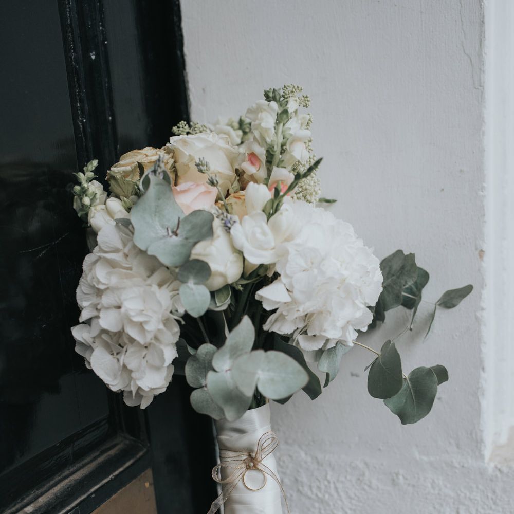 Pastel Wedding Bouquet with Eucalyptus