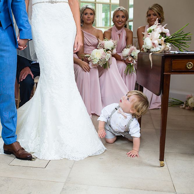 Iscoyd Park Wedding Ceremony with Bride in Pronovias Wedding Dress & Groom in Blue Hugo Boss Suit
