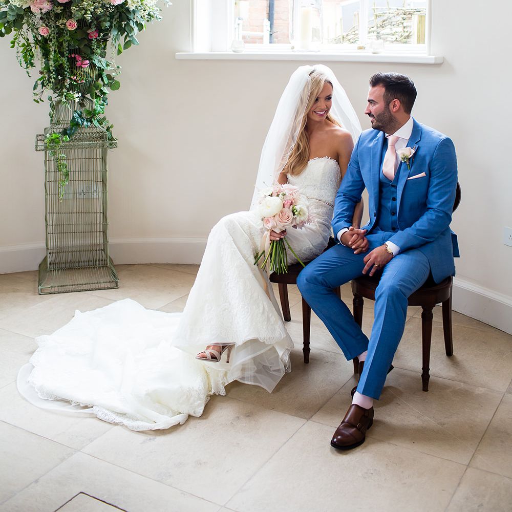 Iscoyd Park Iscoyd Park Wedding Ceremony with Bride in Pronovias Wedding Dress & Groom in Blue Hugo Boss Suit