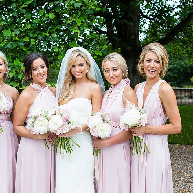 Bridesmaids in Blush Pink Multiway Dresses