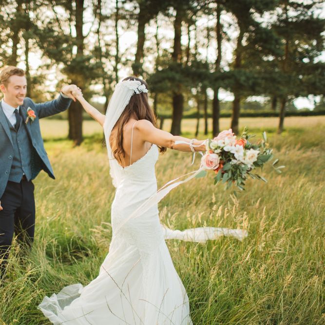 Bride in 'Wren' Wedding Dress from Willowby by Watters