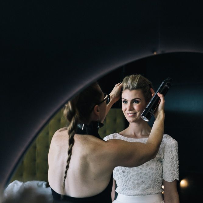 Bride In Bespoke Wedding Dress & Bridesmaids In Black For A Stylish East London Wedding
