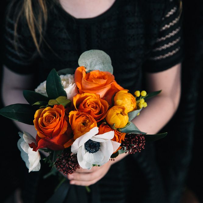 Brightly Coloured Bouquet In Oranges & Reds