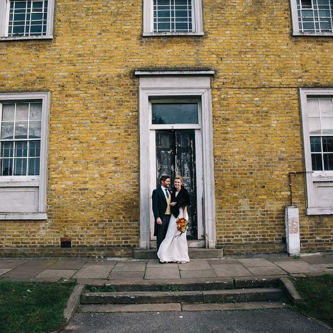 Bride In Bespoke Wedding Dress & Bridesmaids In Black For A Stylish East London Wedding
