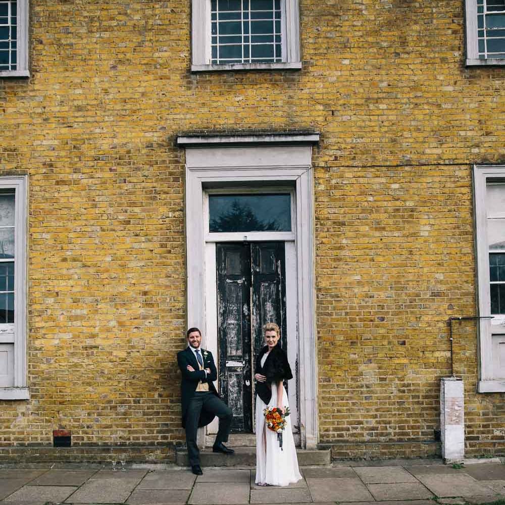 Bride In Bespoke Wedding Dress & Bridesmaids In Black For A Stylish East London Wedding