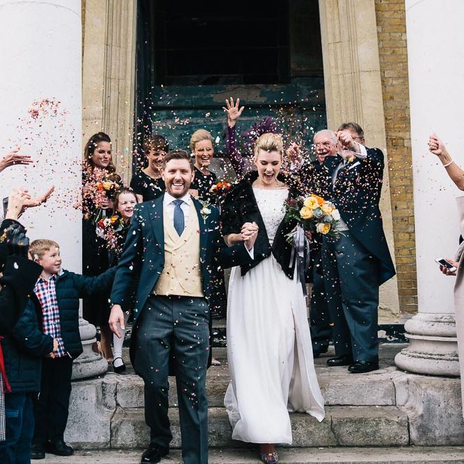 Bride In Bespoke Wedding Dress & Bridesmaids In Black For A Stylish East London Wedding