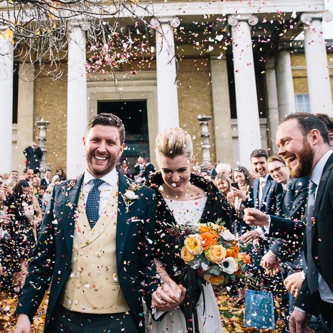 Bride In Bespoke Wedding Dress & Bridesmaids In Black For A Stylish East London Wedding