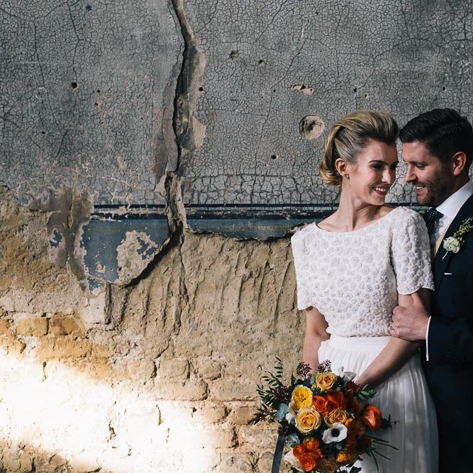 Bride In Bespoke Wedding Dress & Bridesmaids In Black For A Stylish East London Wedding