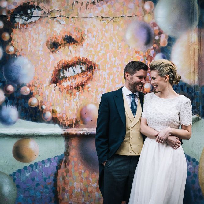 Bride In Bespoke Wedding Dress & Bridesmaids In Black For A Stylish East London Wedding