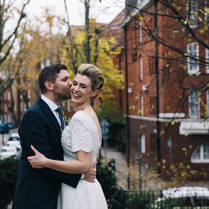 Bride In Bespoke Wedding Dress & Bridesmaids In Black For A Stylish East London Wedding