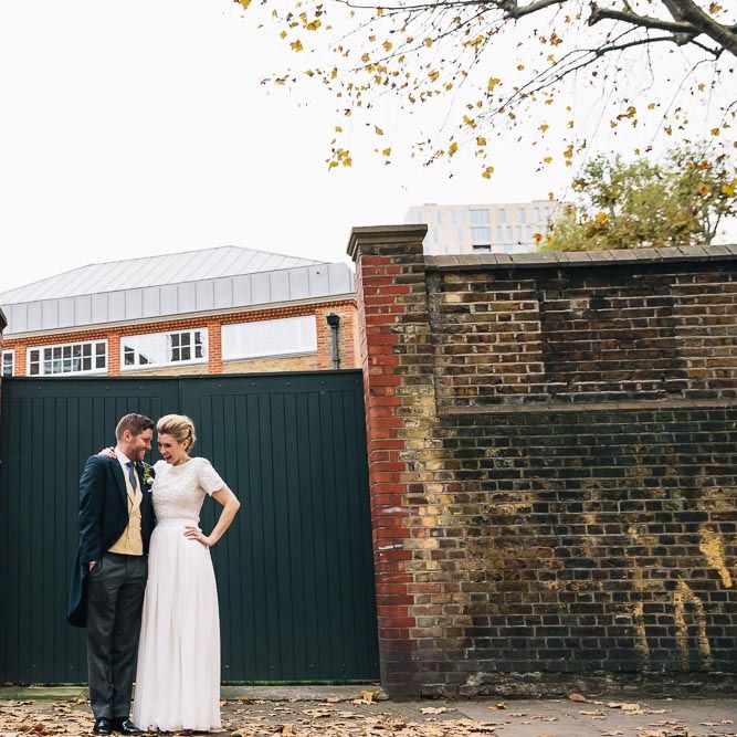 Bride In Bespoke Wedding Dress & Bridesmaids In Black For A Stylish East London Wedding