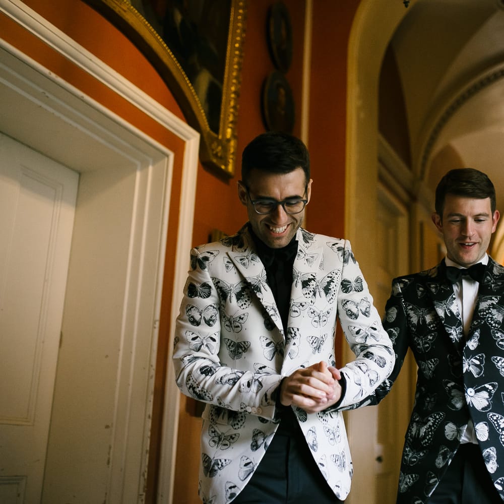 Two Grooms in Alexander McQueen Suits | Monochrome Wedding at Syon Park London | Chris Barber Photography | Second Shooter Beatrici Photography