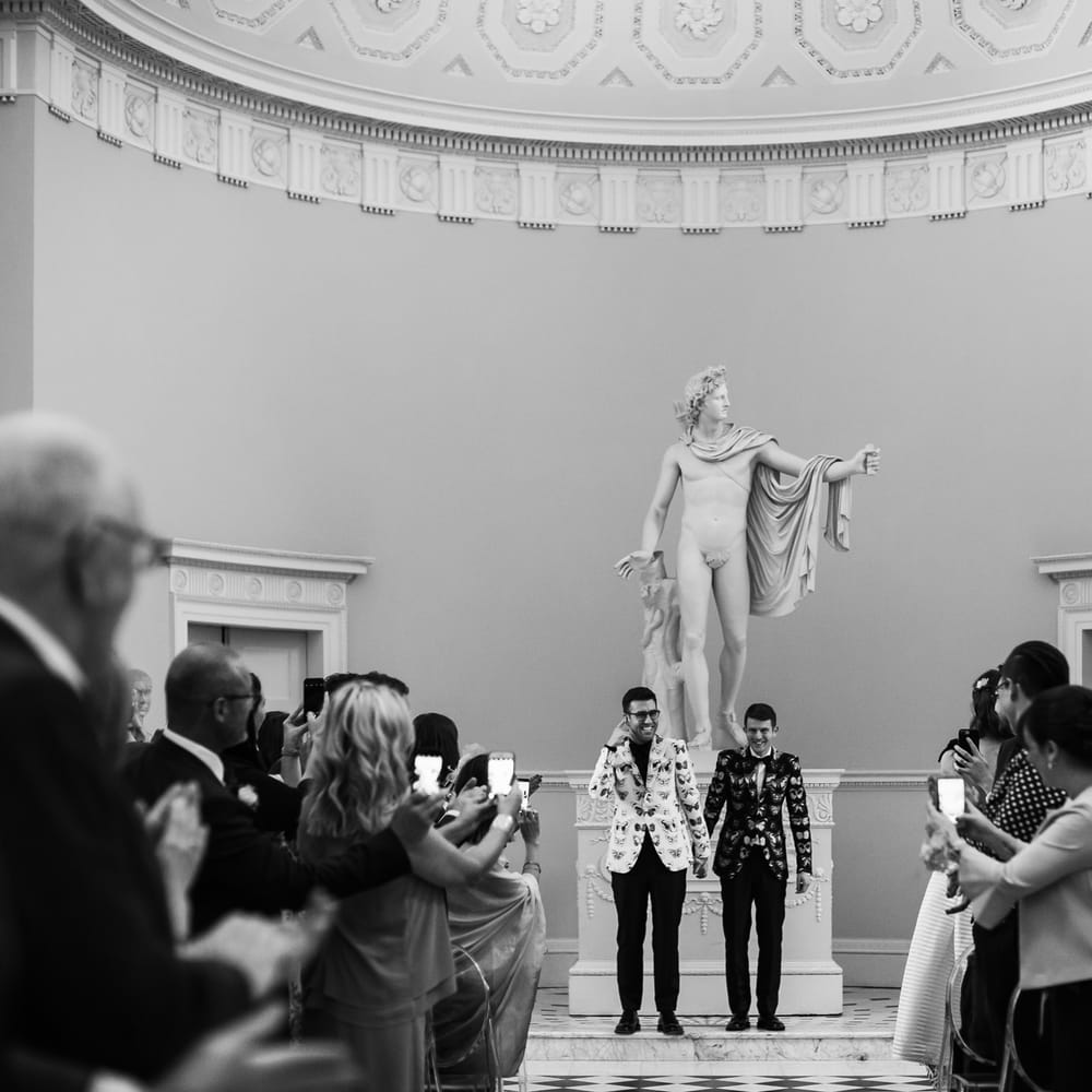Two Grooms in Alexander McQueen Suits | Monochrome Wedding at Syon Park London | Chris Barber Photography | Second Shooter Beatrici Photography