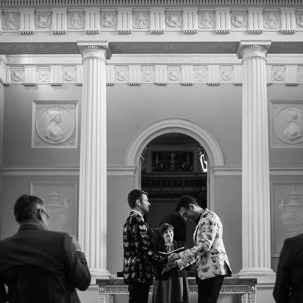 Two Grooms in Alexander McQueen Suits | Monochrome Wedding at Syon Park London | Chris Barber Photography | Second Shooter Beatrici Photography