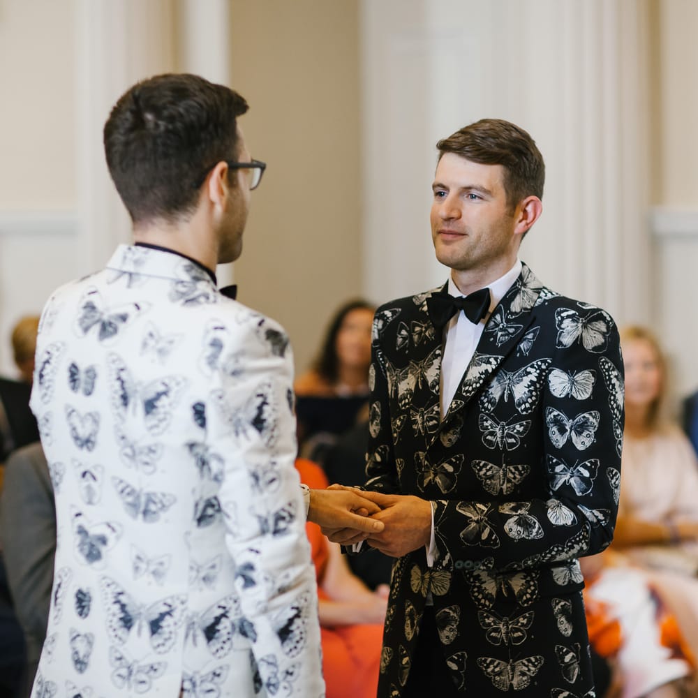 Two Grooms in Alexander McQueen Suits | Monochrome Wedding at Syon Park London | Chris Barber Photography | Second Shooter Beatrici Photography