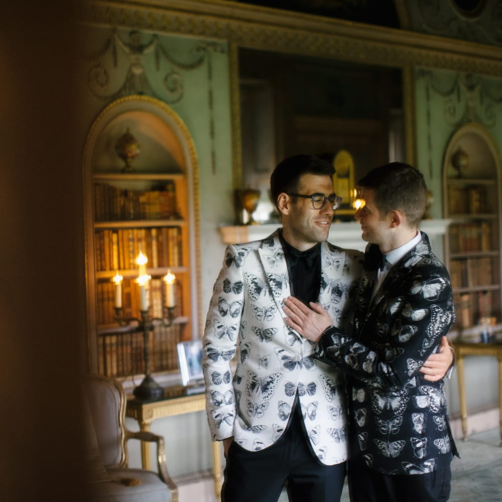 Two Grooms in Alexander McQueen Suits | Monochrome Wedding at Syon Park London | Chris Barber Photography | Second Shooter Beatrici Photography
